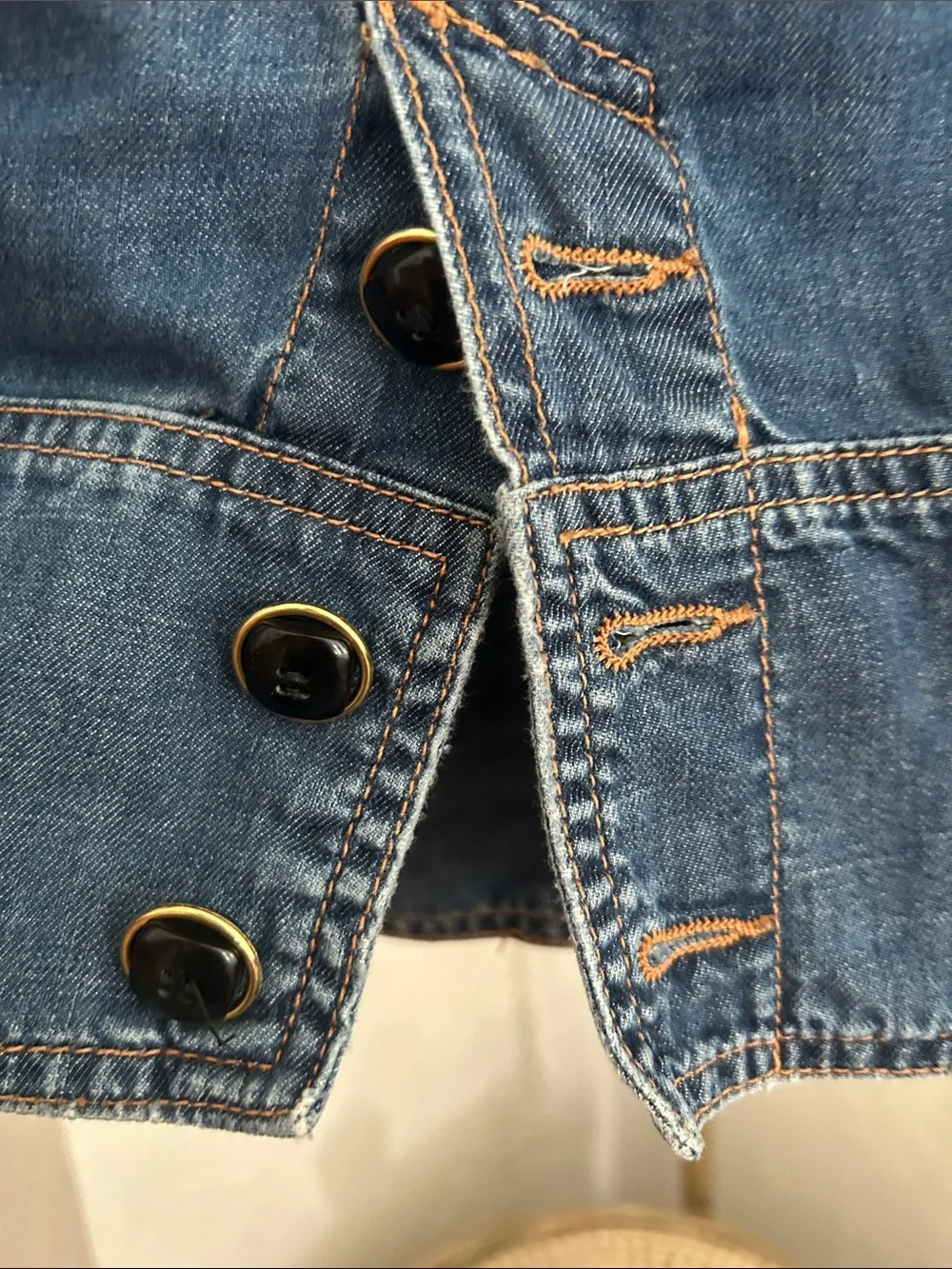 D&G Medium Blue Denim Pencil Skirt with Gold Rivets
